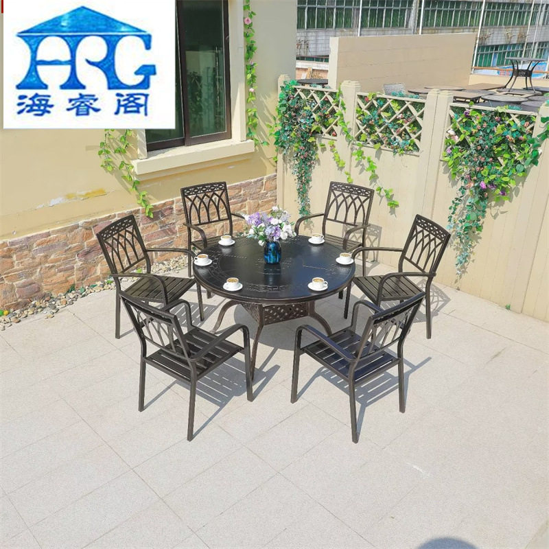 户外金属桌椅 别墅庭院露天阳台铝合金休闲简约 室外铸铝北欧桌椅