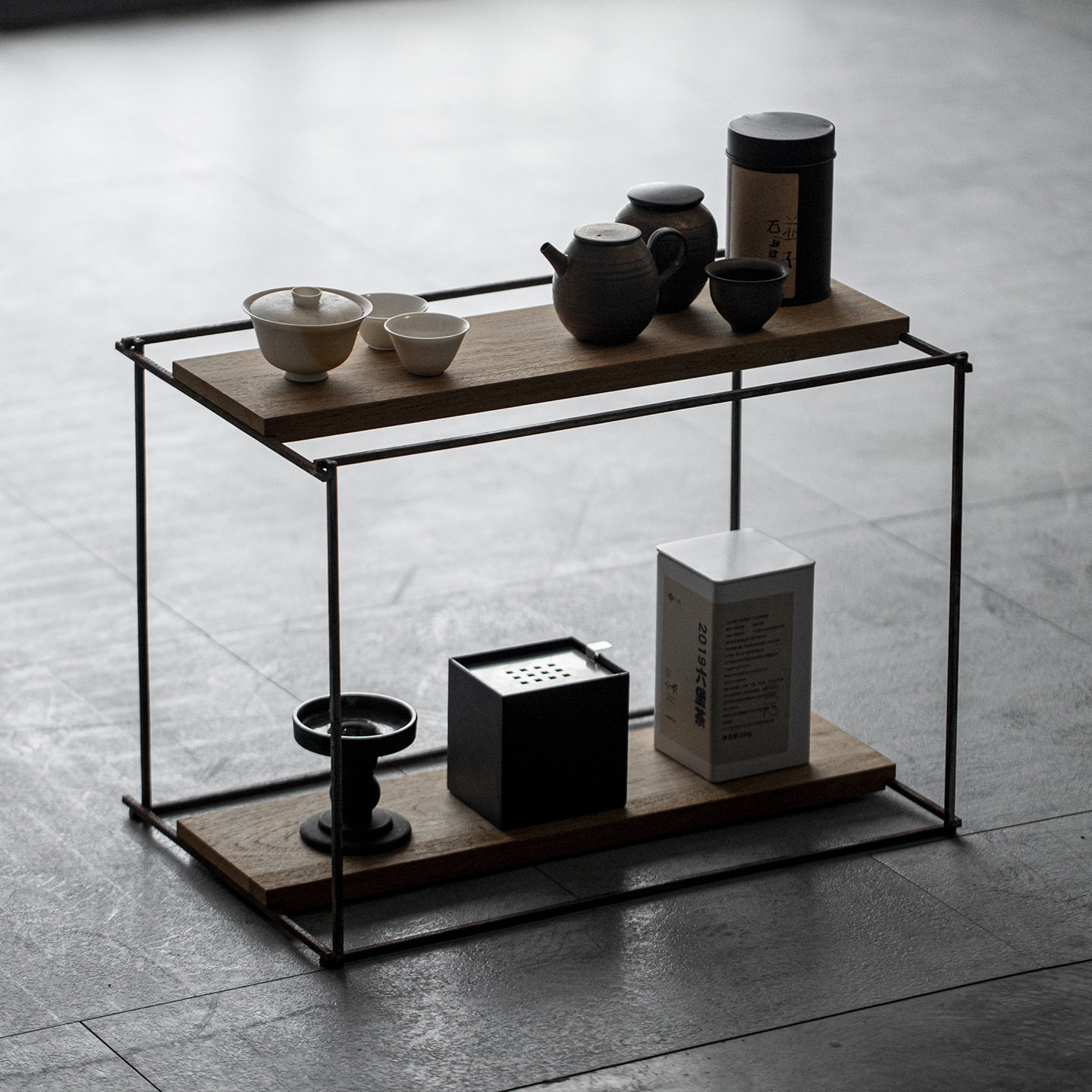 茶具茶壶收纳展示架铁艺实木置物架日式茶棚手工复古博古架