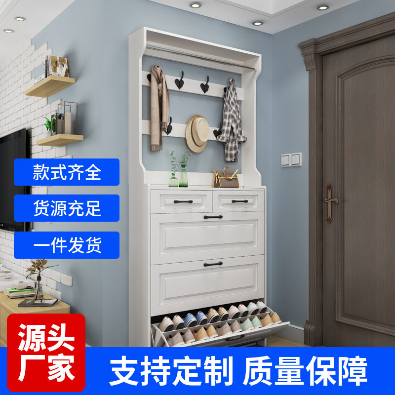 中式鞋柜实木框入户玄关柜挂衣架新款靠墙多功能多层收纳柜