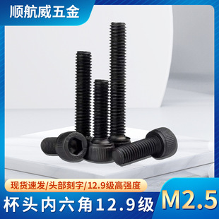 M2.5杯头内六角12.9级高强度螺栓SCM435DIN912杯头螺丝全螺纹