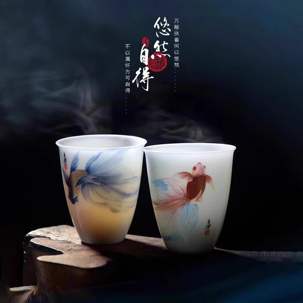 冰晶玉瓷悠然自得主人杯高档单杯个人专用功夫陶瓷茶杯男女士茶盏