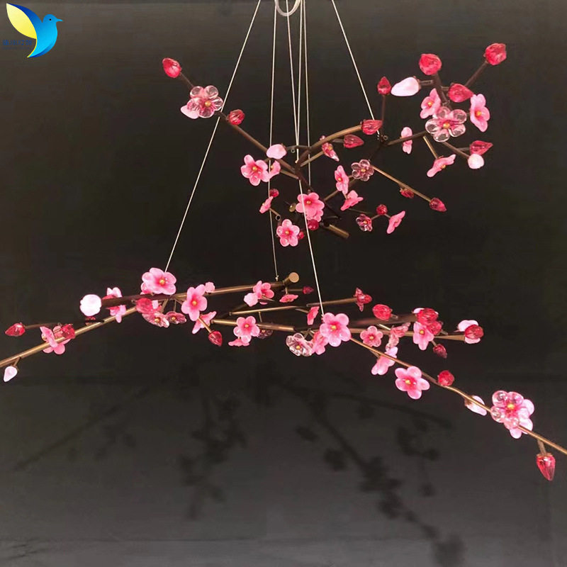 创意自然风中式田园风个性树枝梅花吊灯展厅餐厅工程灯具