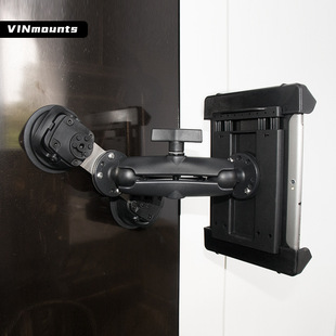 越野车前挡玻璃双吸盘平板支架真空吸附7-14英寸三防平板吸盘支架