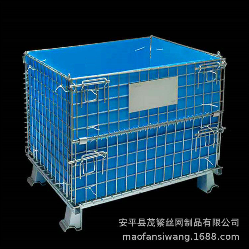 现货周转箱堆垛架储物笼铁笼仓储笼金属移动折叠式蝴蝶笼出口标准