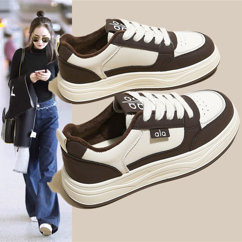 德训小白鞋女百搭加绒平厚底2025秋冬季新款爆单老爹休闲运动板鞋,女鞋,时尚休闲鞋,淘宝优惠券,粉丝福利购,淘宝优惠卷