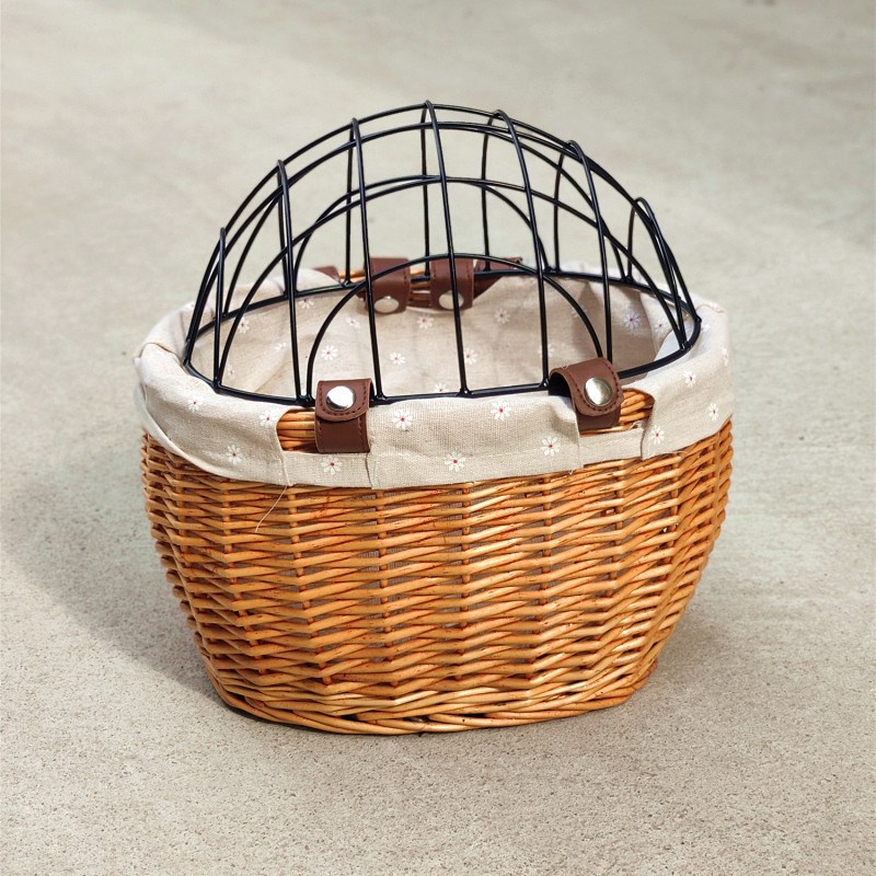 电动车狗狗座椅藤编自行车篮子宠物笼猫狗车篮筐娄购物篮子编织框