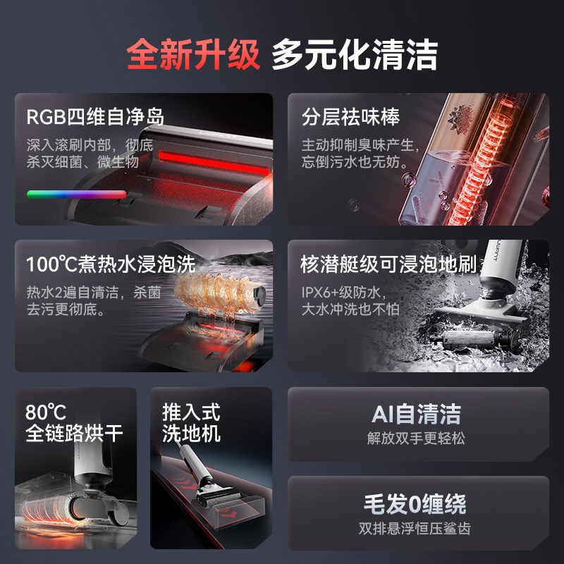 新品-UWANT友望推入式洗地机23000pa大吸力躺平吸拖一体机云朵2.0
