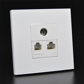 86型网络电话TV闭路墙壁插座免打六类千兆网线口语音有线电视面板