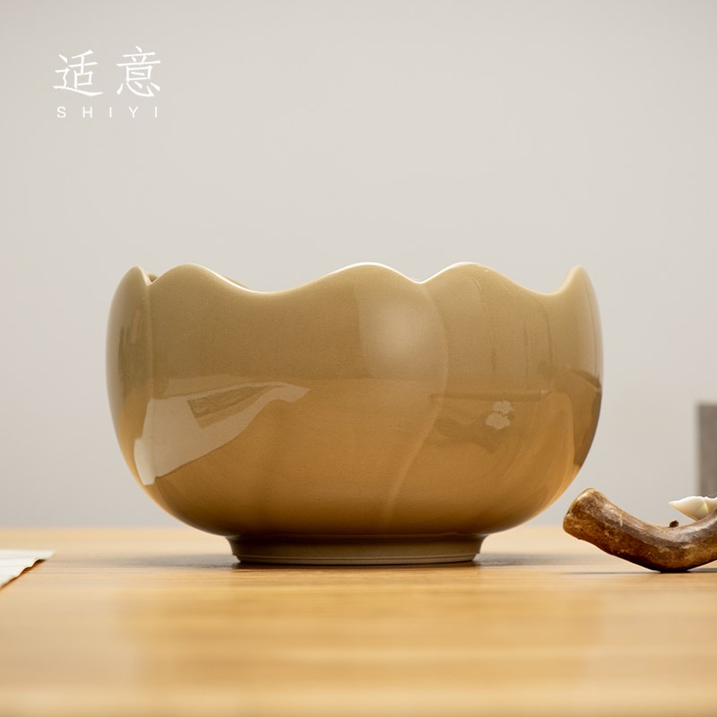 适意映蓬笔洗缸洗毛笔陶瓷水盂墨池洗笔书法绘画用品文房四宝多功