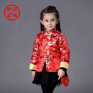 儿童唐装中国风春秋男童女童演出服主持人节日晚会新年中式礼服