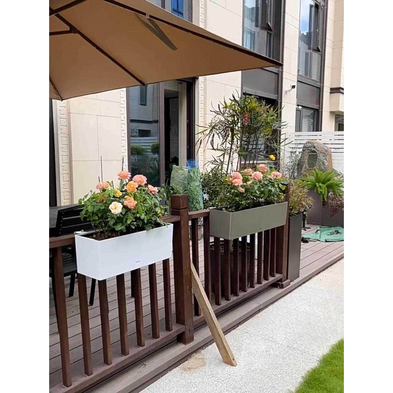 阳台花盆架悬挂长条长型阳台花箱种植箱种菜盆栏杆挂式花盆带挂钩