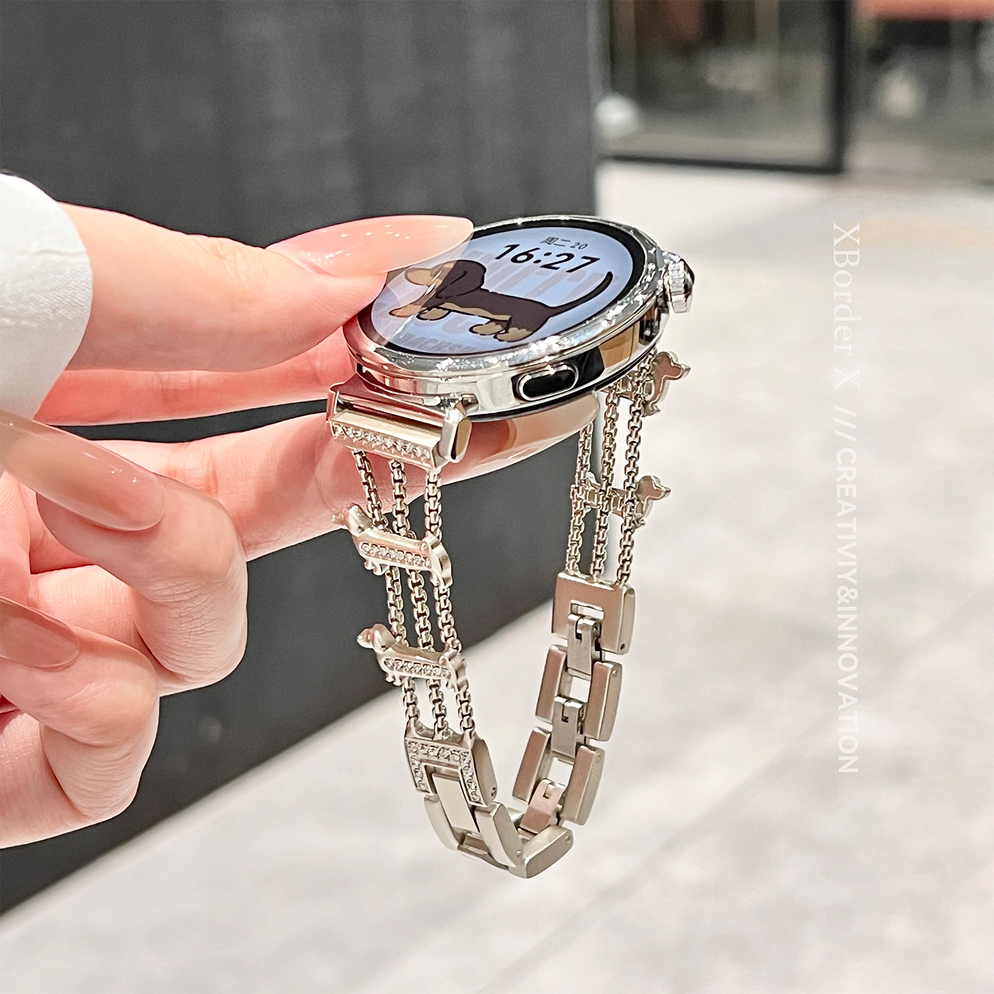 适用华为gt5表带新款gt5pro金属腊肠狗gt4手表带watch3可爱时尚女