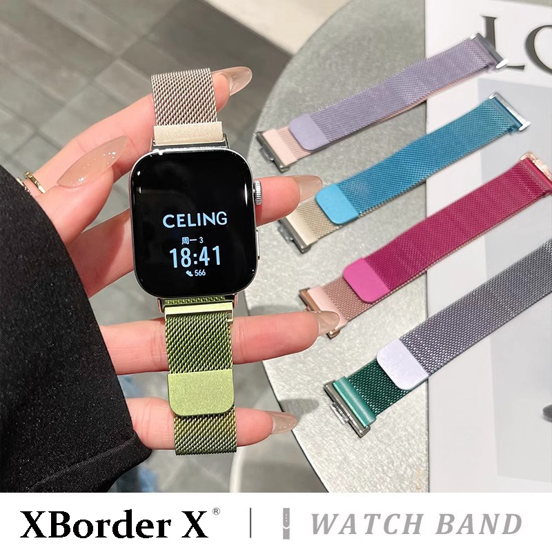 适用华为Fit4表带新款渐变色华为fit32米兰尼斯腕带夏天金属透气1