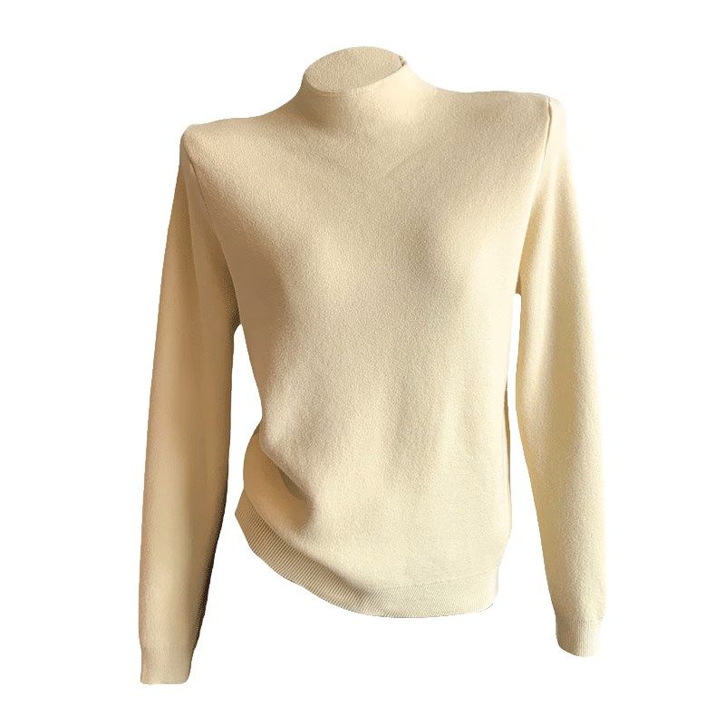 黄色半高领加绒毛衣女内搭加厚2025新款针织打底衫保暖高级感上衣