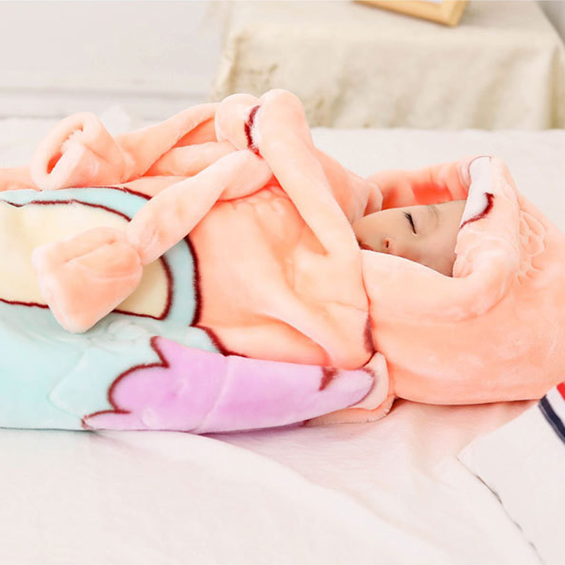 初生宝宝包被新生婴儿童外出斗篷抱被单珊瑚法兰绒秋冬天毛毯背被
