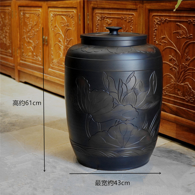 云南建水紫陶茶叶罐复古陶瓷七饼陶罐中式储存罐普洱茶缸紫砂茶罐