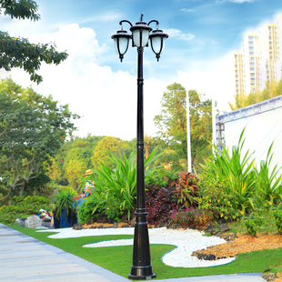 欧式庭院路灯家用室外草坪防水户外花园别墅新农村景观高杆灯超亮