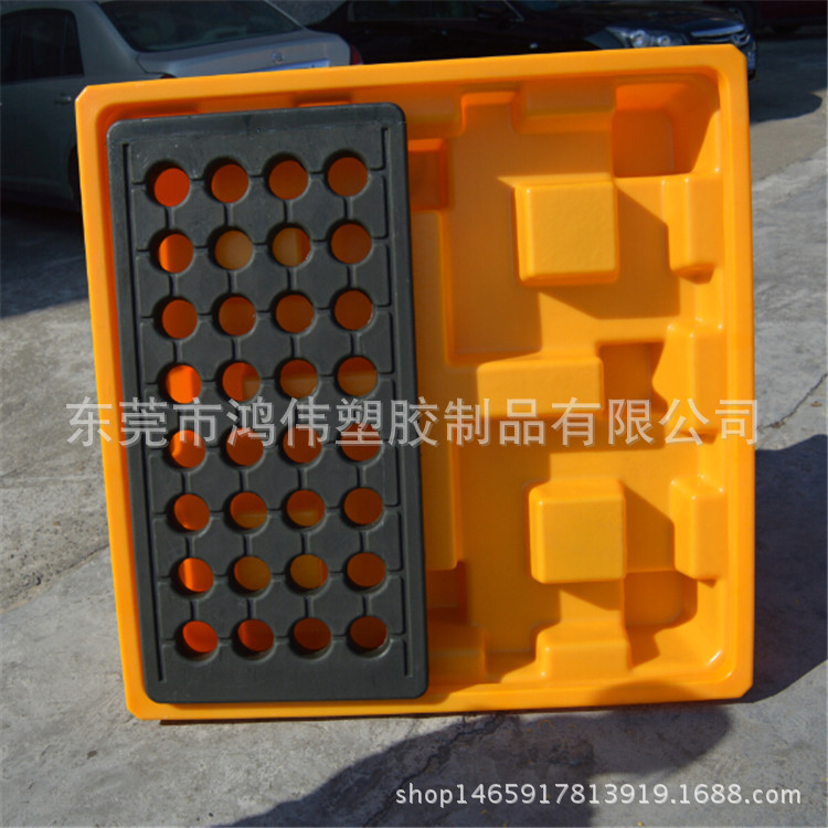 深圳石油厂防泄漏塑胶卡板 4桶平台型渗漏地台板 叉车托盘