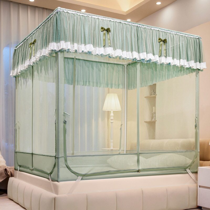 A类儿童防摔蚊帐加密加厚落地蚊帐家用公主风1.8m单独帐纱三开门
