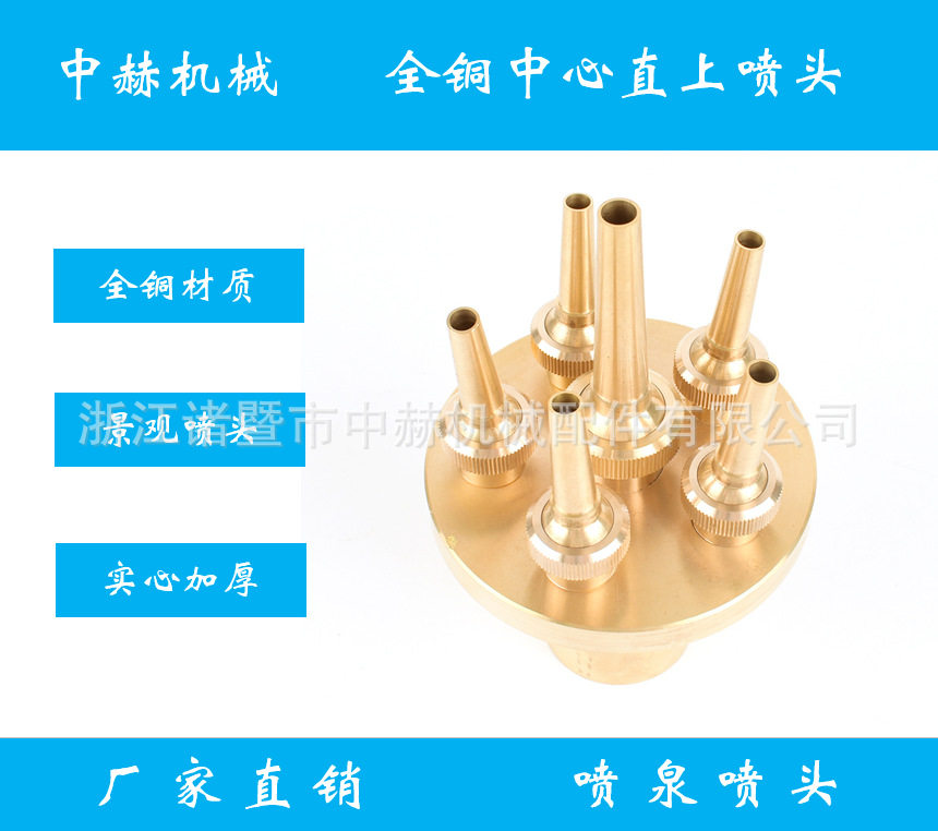 全铜中心直上水景景观喷泉喷头 水池鱼池庭院园林喷泉喷头DN25 40