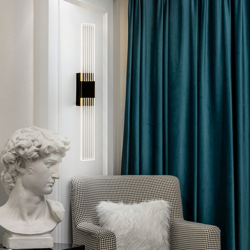 北欧轻奢壁灯电视背景灯简约现代温馨主卧室床头壁挂式灯具长条灯