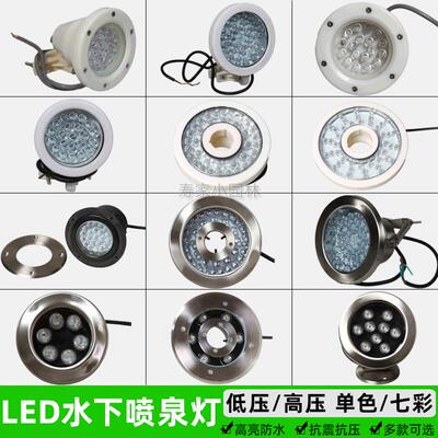 喷泉灯LED水下灯酒店景观庭院灯涌泉中孔灯低压24V七彩单色地埋灯