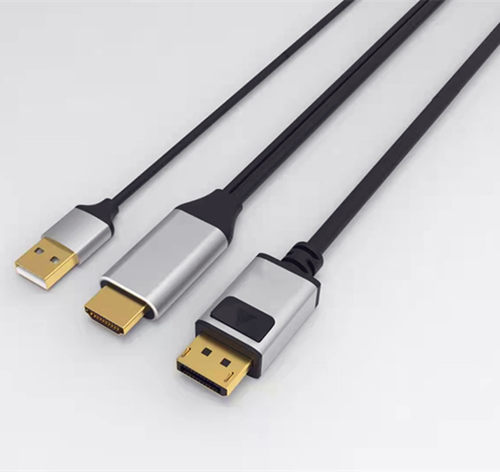 hdmi2.0转dp1.4转接线 hdmi公转大dp公+usb支持4K60HZ高清转换线