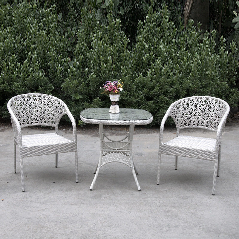 庭院户外休闲桌椅组合仿藤桌子阳台花园藤椅编花PE椅桌椅套件家具