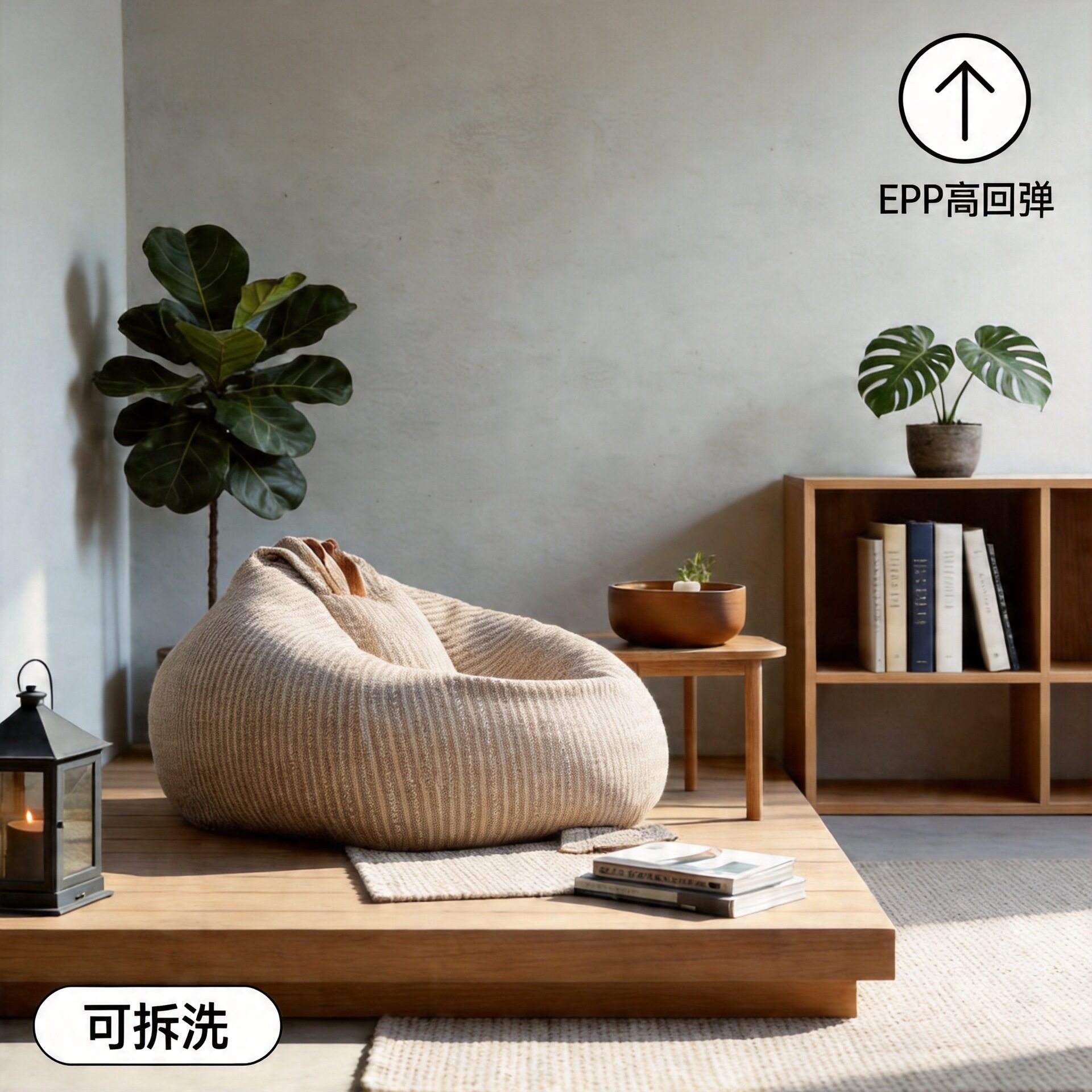 现货棉麻条纹懒人沙发豆袋豆袋沙发客厅简约风格沙发豆袋可拆洗