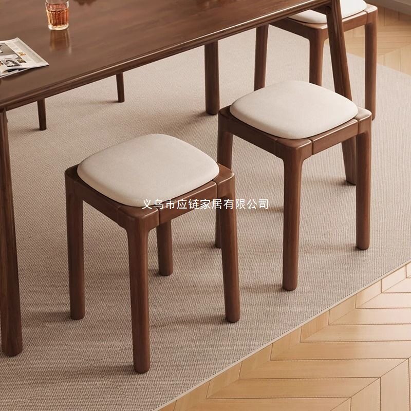 实木凳子家用可叠放软包板凳客厅木头矮凳简约现代小方凳餐桌椅子
