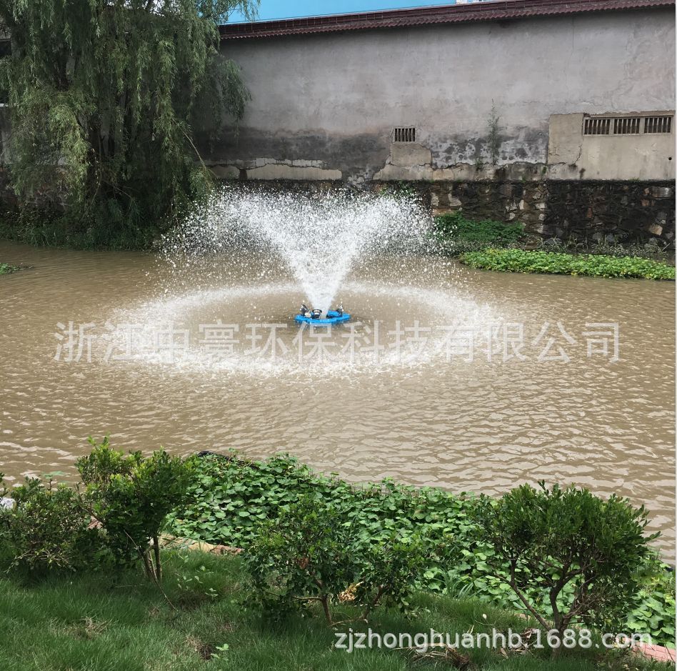 太阳能光伏喷泉曝气机河道治理漂浮式水循环微纳米曝气机增氧设备