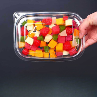 切果三打包盒盖一次性派双拼拼盘水果250拼带NOW透明克盒果切盒子