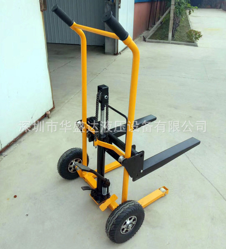 可升降轻便搬运车液压平板行李车手动堆高车滚轮轻便装卸升降车