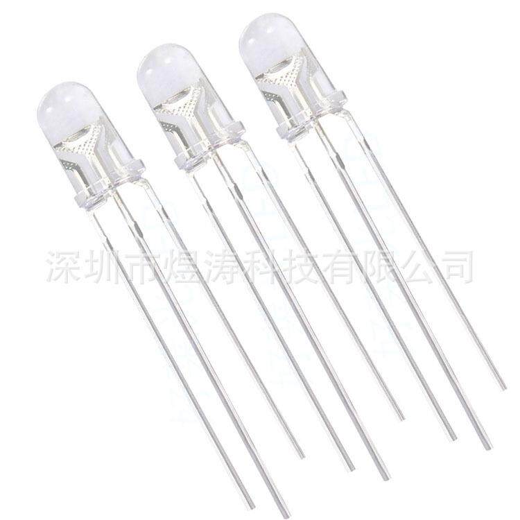 双色F5/5MM圆头透明LED发光二极管红绿红蓝红翠绿共阴共阳直插