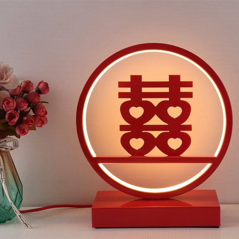 结婚台灯婚房卧室床头灯浪漫新娘礼物长明庆红色陪嫁灯