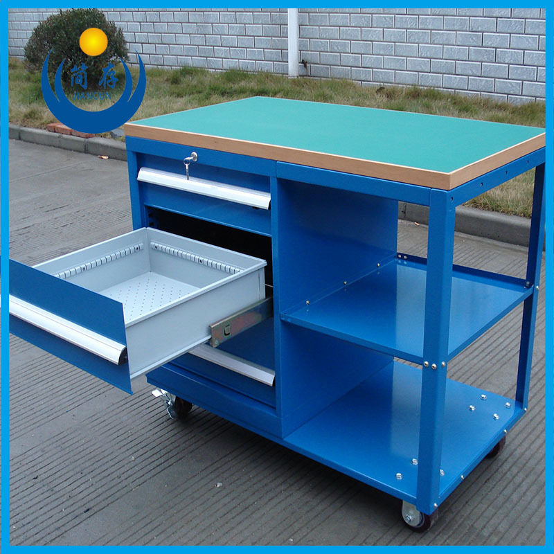 山东厂家供应组合双列工具车重型双轨抽屉工具柜三层框架车