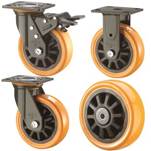 向荣4寸5寸万向脚聚氨酯pu推车用轮supo6寸8寸重型工业刹车轮15吨