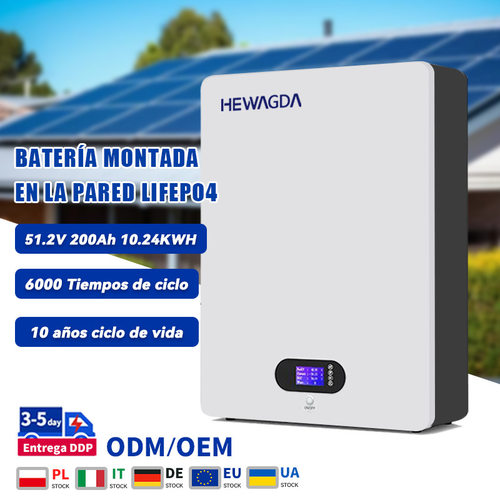 51.2V 200Ah Batería de litio montada en la pared 10.24kwh