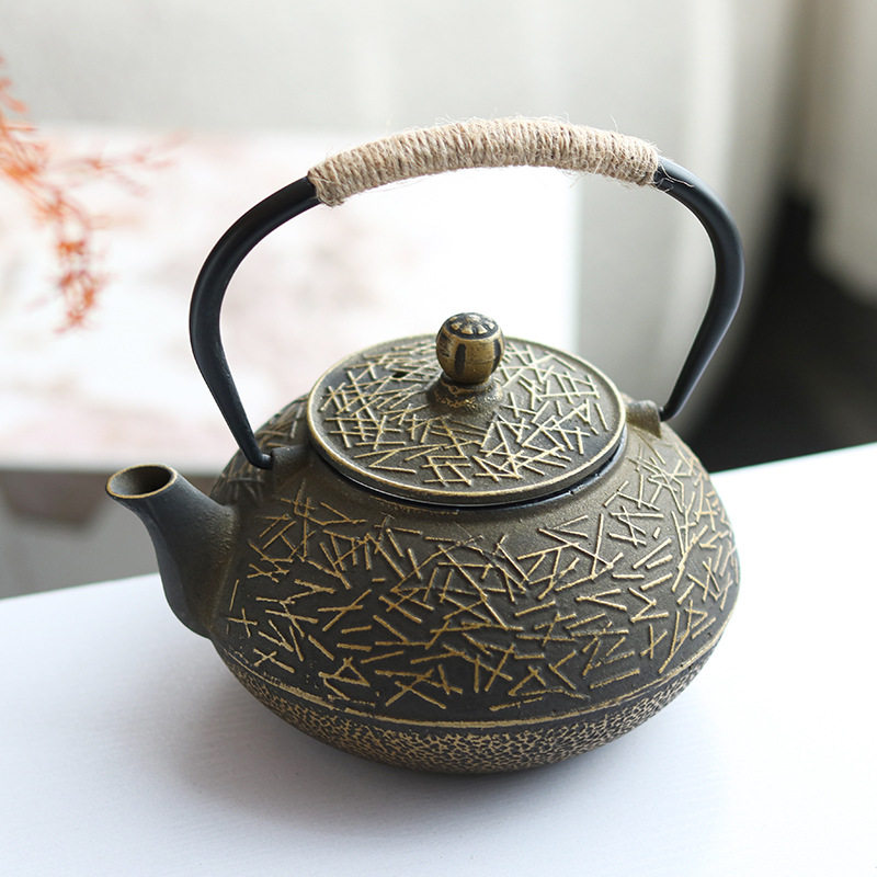 复古铸铁壶烧水壶茶壶茶杯茶具组合摆件中式茶室样板房博古架饰品