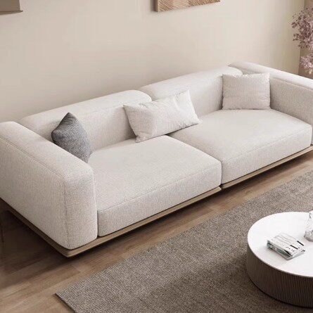 地平线布艺沙发客厅意式极简小户型直排棉麻沙发奶油风高级布沙发