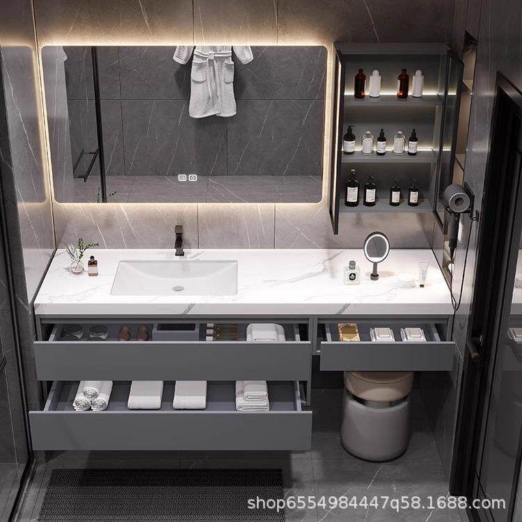 蓝加全桉木轻奢实木浴室柜组合大户型卫生间洗漱台化妆台盆一体柜