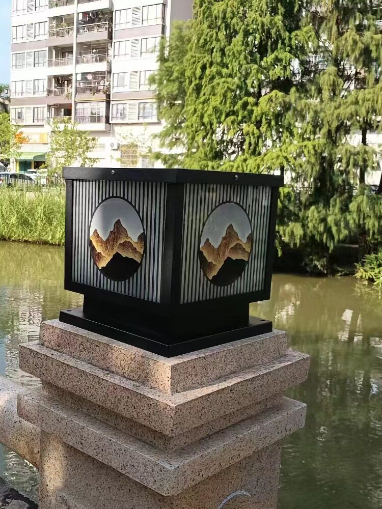 太阳能柱头灯别墅铝合金大门口柱子灯新中式围墙灯户外庭院门柱灯