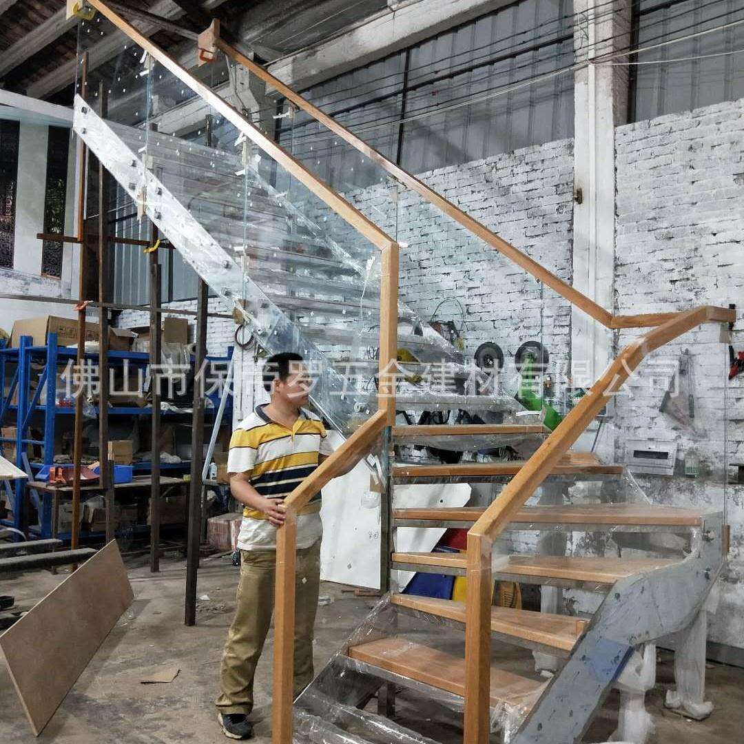 保帝罗不锈钢玫瑰金玻璃护栏北美红橡楼梯整体