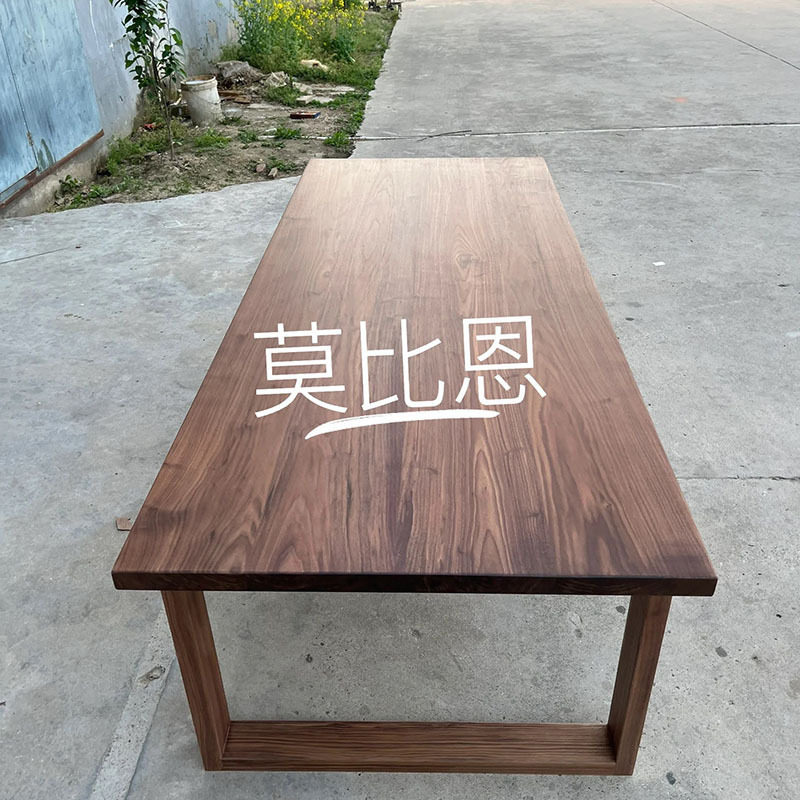 北欧简约黑胡桃实木长书桌餐桌
