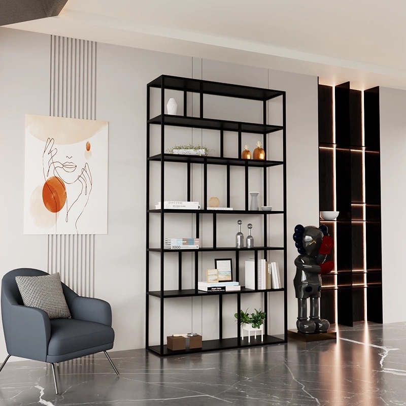 铁艺落地书架多层货架置物柜收纳架子客厅隔板置物架办公室展示架