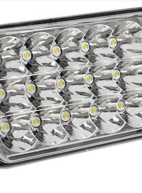 7X6 英寸 单个 45W 15LED 大灯+日行灯+远近光 带H4插头 黑色底