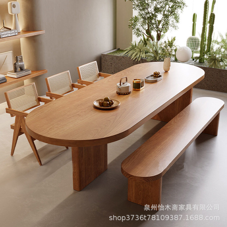 北欧实木创意餐桌家用泡茶工作台