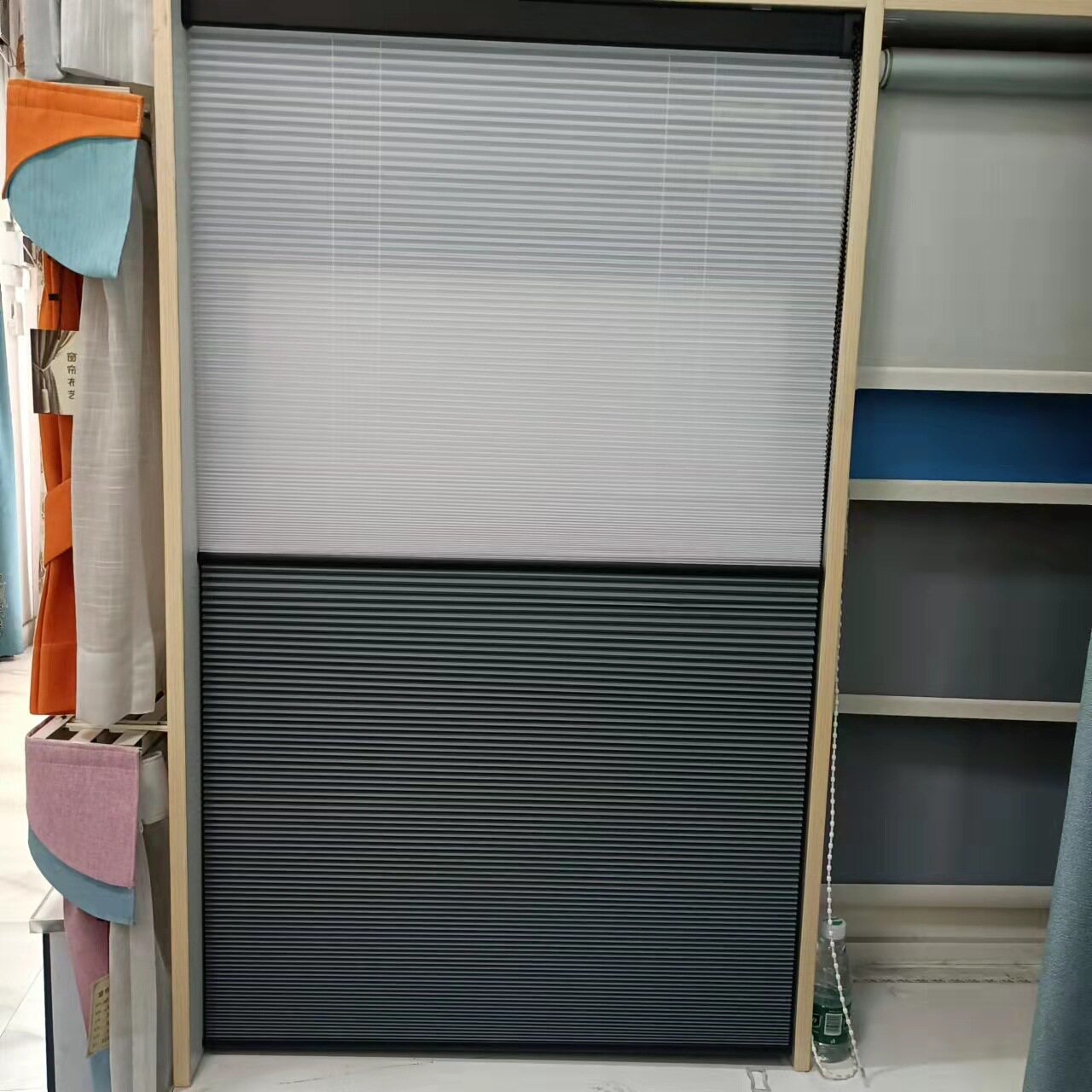 拉珠遮光防水隔热降噪皱褶立体细腻网纱日夜蜂巢帘卷帘办公楼