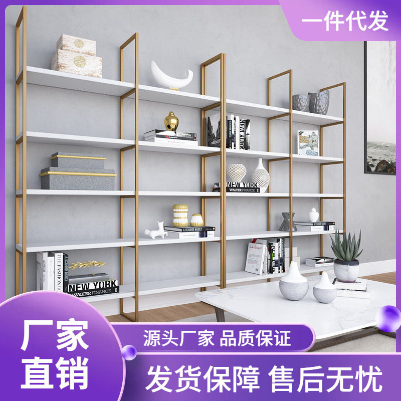 北欧落地多层置物架 工艺品实木隔板陈列架 玄关轻奢靠墙隔断书架