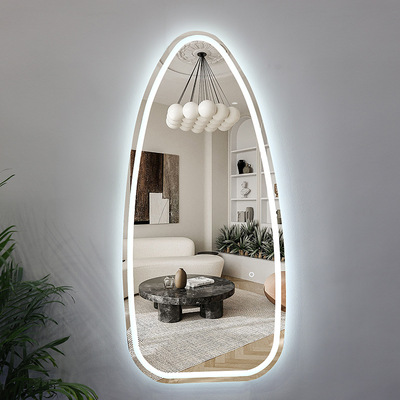 网红美发店镜台理发店镜子水滴形单面简约剪发异型镜挂墙发廊专用